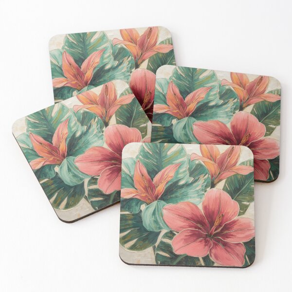 Aperçu de l'œuvre Pink Modern Art Tropical Flowers créée et vendue par SeaStarAlex.