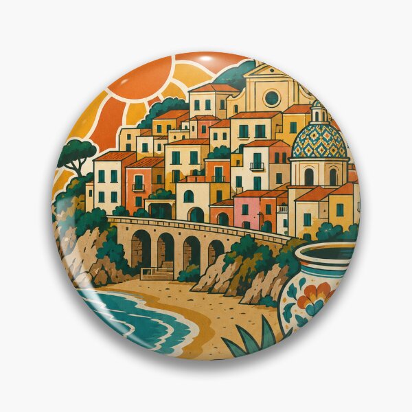 Artikelvorschau, Vietri sul Mare Italien Reisesouvenir - Retro-Illustration entworfen und verkauft von VisualArtsOasis.