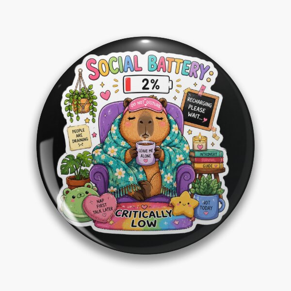 Item preview, Social Battery: Critically Low | Cozy Capybara Introvert Sticker designed and sold by FAZ-DESIGNS.
