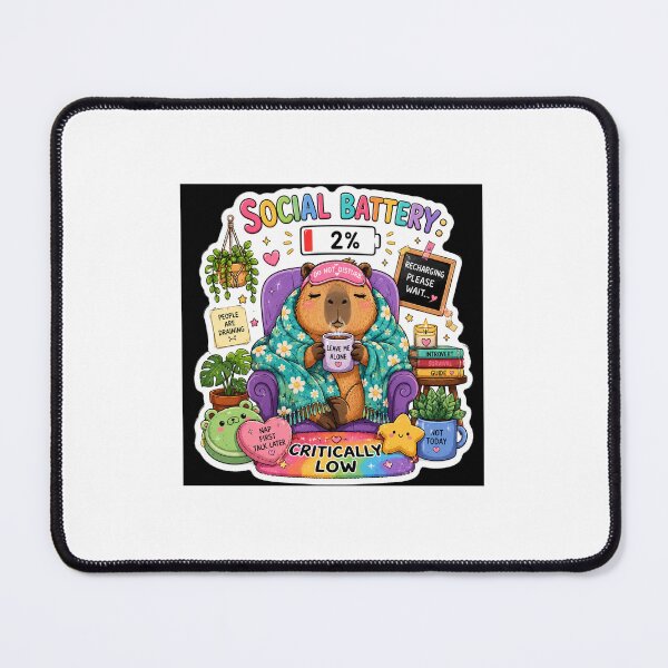 Item preview, Social Battery: Critically Low | Cozy Capybara Introvert Sticker designed and sold by FAZ-DESIGNS.