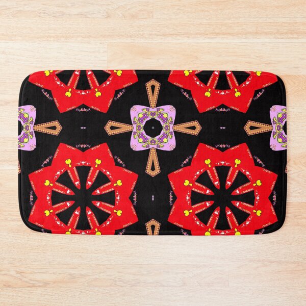 Item preview, Vibrant Red, Black and Pink Geometric Mandala Design designed and sold by Tinsleybluebell.