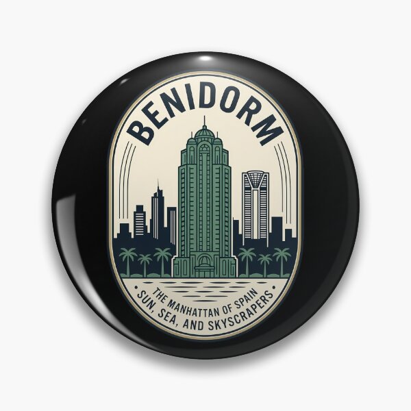 Item preview, Benidorm Spain Vintage Travel Emblem Skyscrapers designed and sold by k3rstman1.