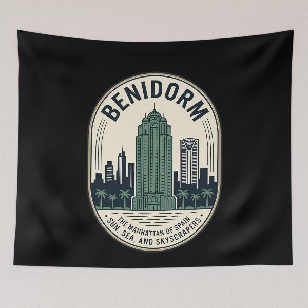 Item preview, Benidorm Spain Vintage Travel Emblem Skyscrapers designed and sold by k3rstman1.