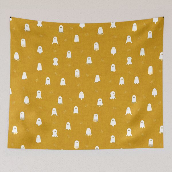Item preview, minimal cute icon ghost preppy halloween textured Mustard Yellow  designed and sold by RenattaZare.