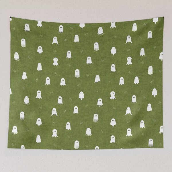 Item preview, minimal cute icon ghost preppy halloween textured Olive Green designed and sold by RenattaZare.