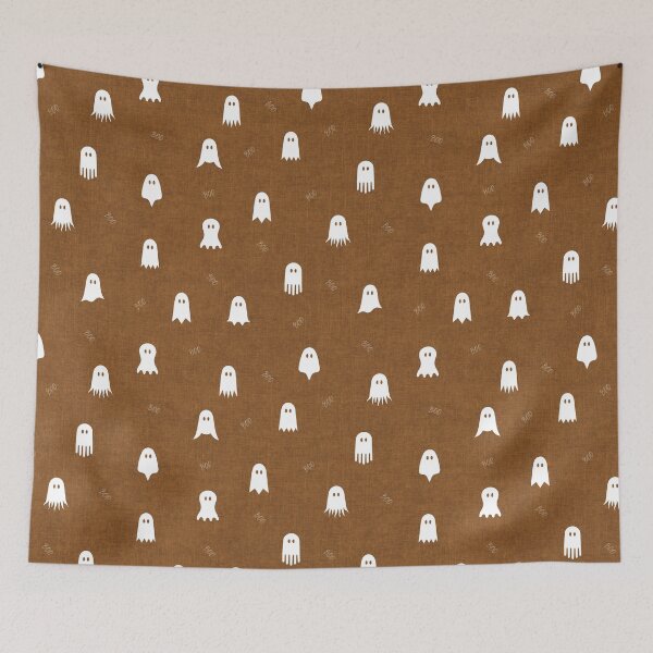 Item preview, minimal cute icon ghost preppy halloween textured Spiced Cider Brown designed and sold by RenattaZare.