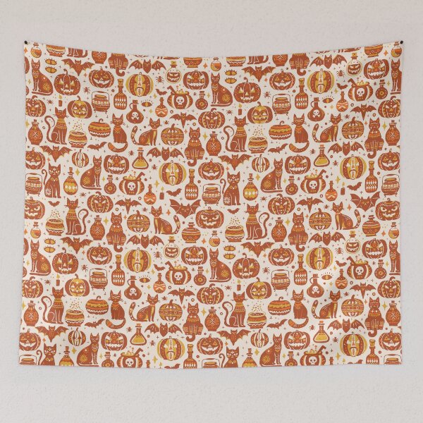 Item preview, Burnt Orange Vintage Halloween Folk Icons designed and sold by RenattaZare.