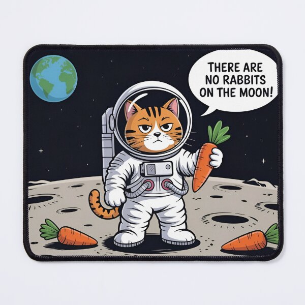 Item preview, Funny Cat Astronaut on the Moon, There Are No Rabbits on the Moon, Cute Space Cat with Carrot, Sci-Fi Humor Graphic designed and sold by PrintelloTH.