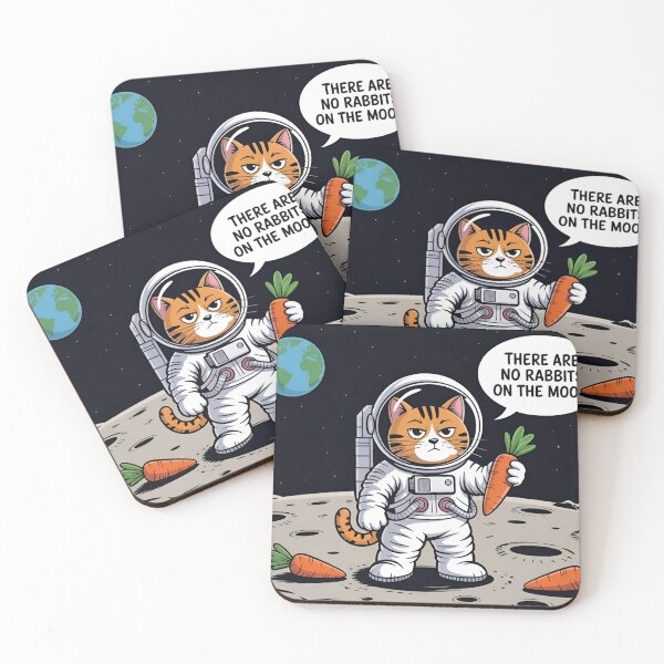 Item preview, Funny Cat Astronaut on the Moon, There Are No Rabbits on the Moon, Cute Space Cat with Carrot, Sci-Fi Humor Graphic designed and sold by PrintelloTH.