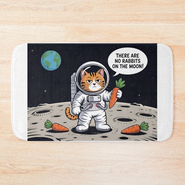 Item preview, Funny Cat Astronaut on the Moon, There Are No Rabbits on the Moon, Cute Space Cat with Carrot, Sci-Fi Humor Graphic designed and sold by PrintelloTH.