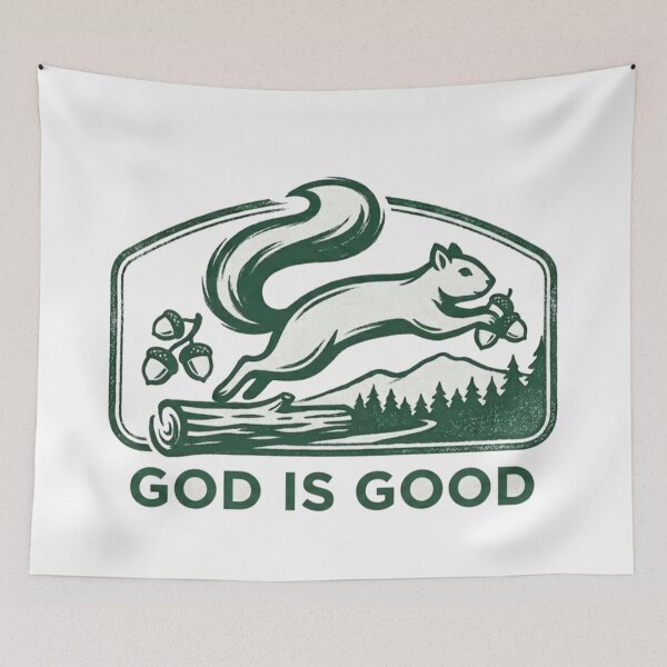 Item preview, Retro Squirrel Nature Emblem - God is Good designed and sold by lindalifepeace.