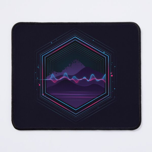 Item preview, Neon Hexagon Synthwave Landscape | Retro Futuristic Geometric Art designed and sold by PatsiRose.