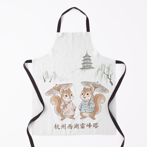 Item preview, Cute Squirrels at Hangzhou West Lake - Traditional Tang Suit Leifeng Pagoda Travel Art designed and sold by TaiwanMemory.