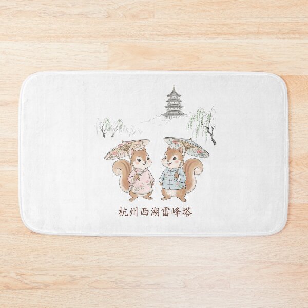 Item preview, Cute Squirrels at Hangzhou West Lake - Traditional Tang Suit Leifeng Pagoda Travel Art designed and sold by TaiwanMemory.