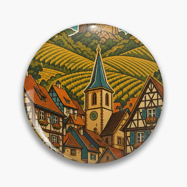 Item preview, Ribeauville France Travel Souvenir - Retro Illustration designed and sold by VisualArtsOasis.