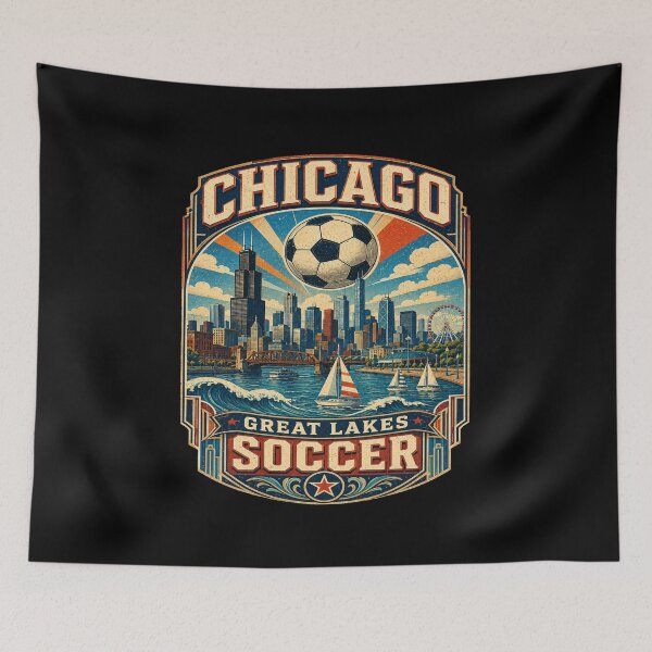 Item preview, Chicago Great Lakes Soccer Retro Travel Shirt | Vintage Chicago Skyline Football Fan Design | Illinois Match Day Gift designed and sold by Globalcitytees.