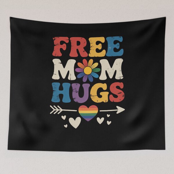 Item preview, Gay Pride Free Mom Hugs Rainbow Flag LGBTQ Ally designed and sold by SapfireStuArt.