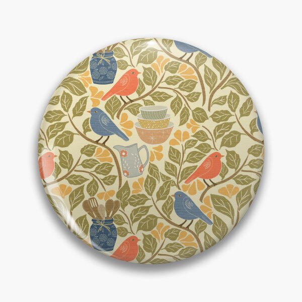 Item preview, Cottagecore Birds Folk Art Autumn Kitchen Print designed and sold by DColourMuse.