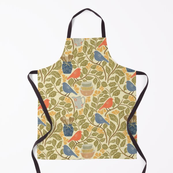 Item preview, Cottagecore Birds Folk Art Autumn Kitchen Print designed and sold by DColourMuse.