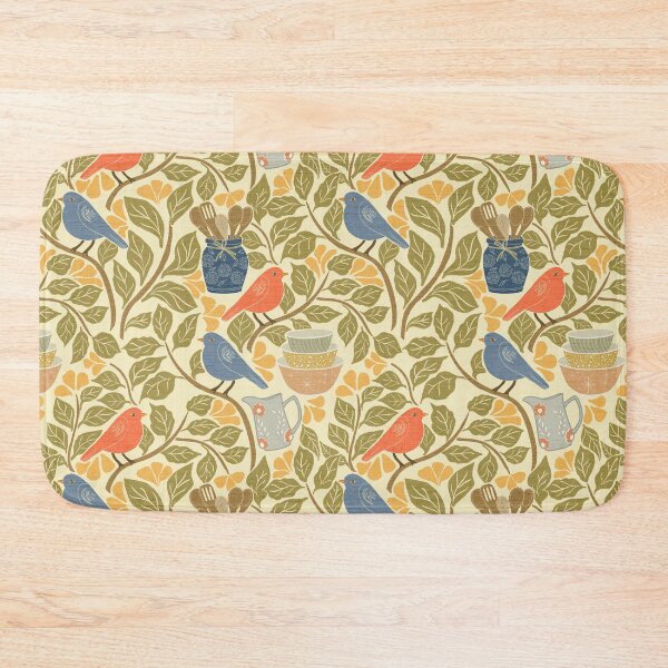 Item preview, Cottagecore Birds Folk Art Autumn Kitchen Print designed and sold by DColourMuse.