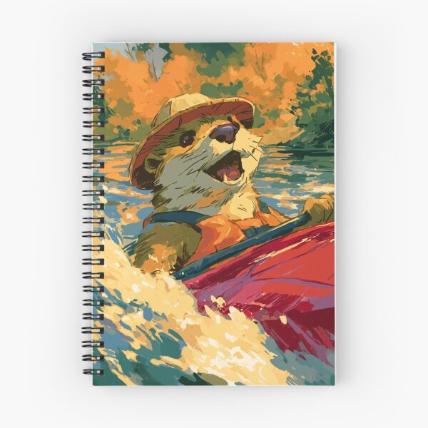 Item preview, Wild Otter Kayaking Autumn River Bold Painterly Art designed and sold by UhuCriei .