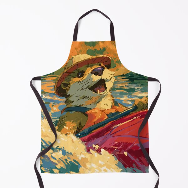 Item preview, Wild Otter Kayaking Autumn River Bold Painterly Art designed and sold by UhuCriei .