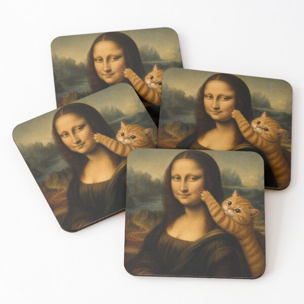 Item preview, Cute Chonky Orange Playful Cat Mona Lisa Painting Masterpiece Dreamscape designed and sold by Mindworx21.