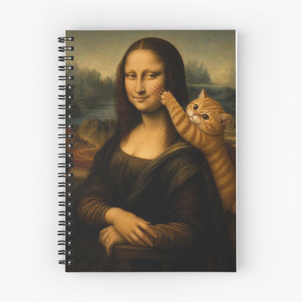 Item preview, Cute Chonky Orange Playful Cat Mona Lisa Painting Masterpiece Dreamscape designed and sold by Mindworx21.