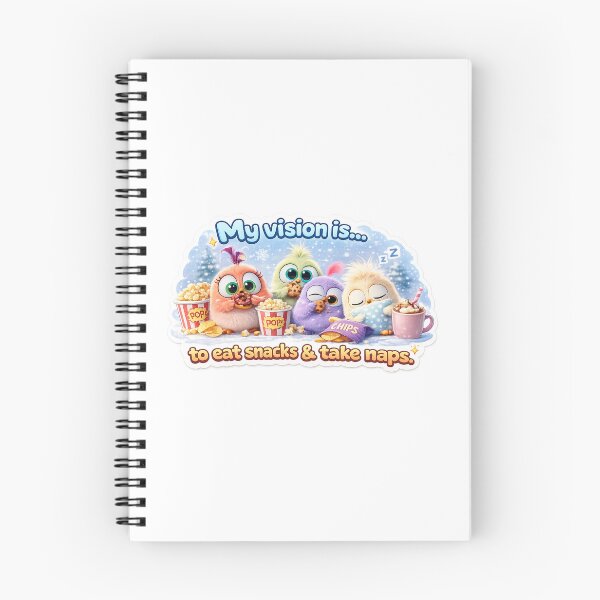 Item preview, My Vision Is... To Eat Snacks & Take Naps Sticker | Funny Kawaii Birds | Cute Quote Sticker designed and sold by StyloStudio.