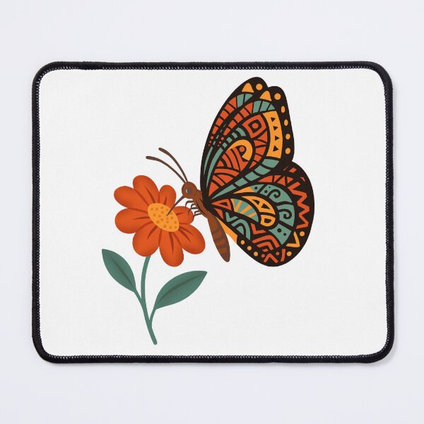 Item preview, Boho Tribal Butterfly on Flower | Folk Art Nature Illustration designed and sold by ZanyPaintbrush.