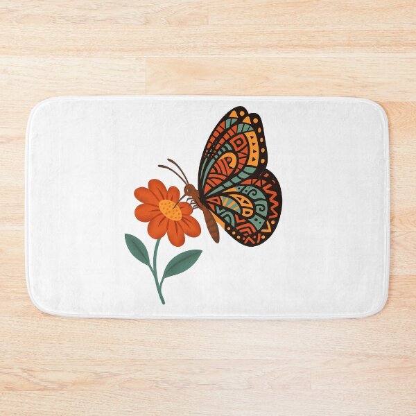 Item preview, Boho Tribal Butterfly on Flower | Folk Art Nature Illustration designed and sold by ZanyPaintbrush.