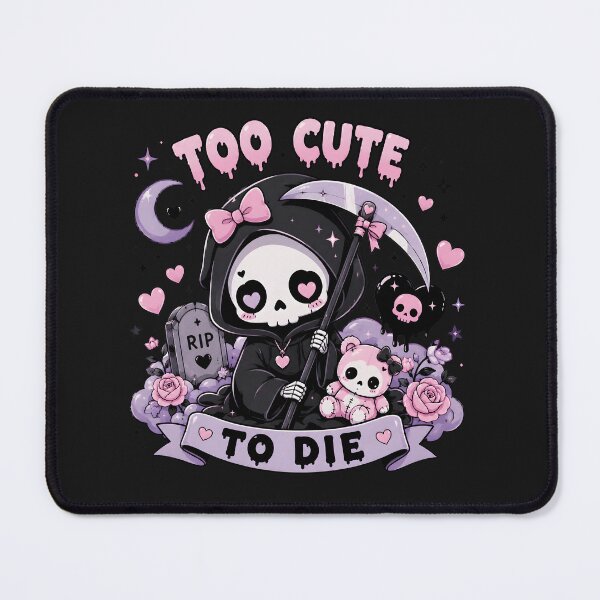 Item preview, Too Cute to Die Pastel Goth Reaper Shirt | Cute Skeleton Aesthetic Hoodie | Kawaii Dark Streetwear designed and sold by JMP-Designs EU.