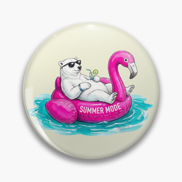 Item preview, Summer Mode - Chill Polar Bear on Flamingo Float Watercolor Art designed and sold by SoulPT.