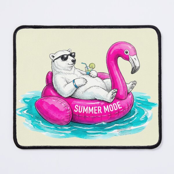Item preview, Summer Mode - Chill Polar Bear on Flamingo Float Watercolor Art designed and sold by SoulPT.