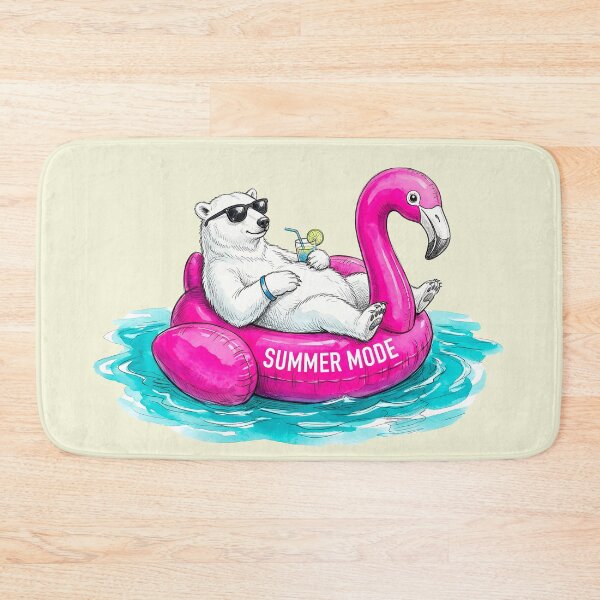 Item preview, Summer Mode - Chill Polar Bear on Flamingo Float Watercolor Art designed and sold by SoulPT.