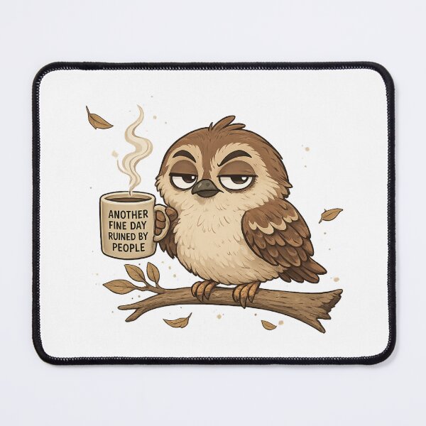 Item preview, Sarcastic Owl Coffee T‑Shirt – “Another Fine Day Ruined by People” designed and sold by EdgeSphere.