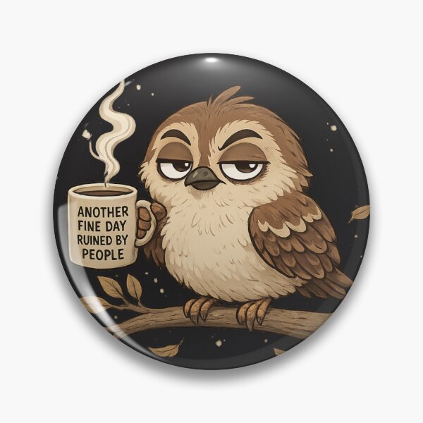 Item preview, Sarcastic Owl Coffee T‑Shirt – “Another Fine Day Ruined by People” designed and sold by EdgeSphere.