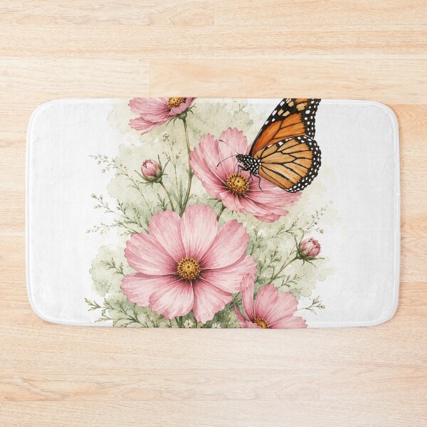 Item preview, Monarch Butterfly on Cosmos Flowers — Watercolor Nature Art designed and sold by DreamelleStudio.