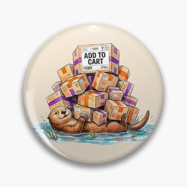 Item preview, Add to Cart - Funny Sea Otter Online Shopping Watercolor Art designed and sold by SoulPT.