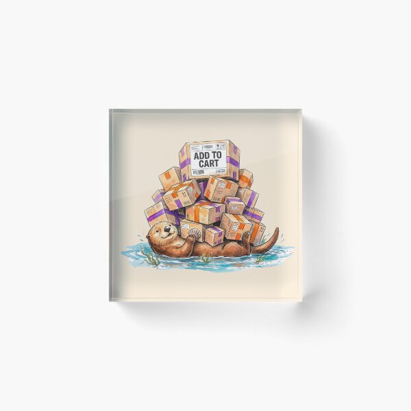 Item preview, Add to Cart - Funny Sea Otter Online Shopping Watercolor Art designed and sold by SoulPT.