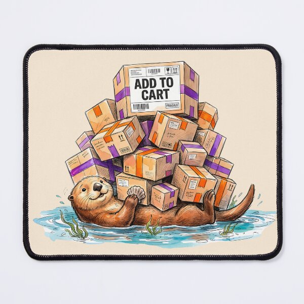 Item preview, Add to Cart - Funny Sea Otter Online Shopping Watercolor Art designed and sold by SoulPT.