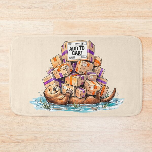 Item preview, Add to Cart - Funny Sea Otter Online Shopping Watercolor Art designed and sold by SoulPT.