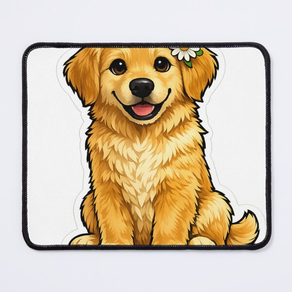 Item preview, Golden Retriever with Daisy Sticker | Cute Golden Retriever Dog Floral Art designed and sold by Skedart.