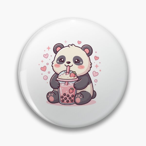 Item preview, Kawaii Panda Drinking Strawberry Bubble Tea designed and sold by KawaiiMoonStudio.