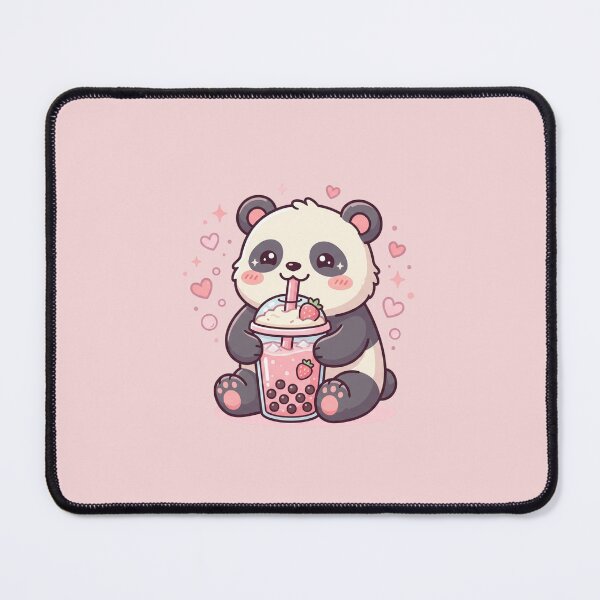 Item preview, Kawaii Panda Drinking Strawberry Bubble Tea designed and sold by KawaiiMoonStudio.