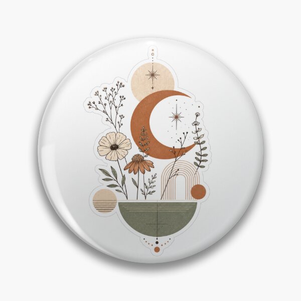Item preview, Minimalist Boho Crescent Moon and Wildflowers Art designed and sold by Monesh-Studio.