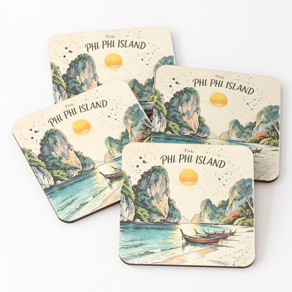 Item preview, Phi Phi Island Thailand Vintage Sunset Travel Art designed and sold by Spirit of Siam.