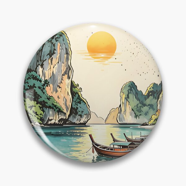 Item preview, Phi Phi Island Thailand Vintage Sunset Travel Art designed and sold by Spirit of Siam.