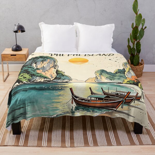 Item preview, Phi Phi Island Thailand Vintage Sunset Travel Art designed and sold by Spirit of Siam.