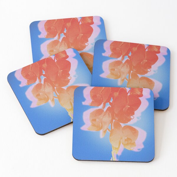 Item preview, Graphic Flower Print Red Orange on Electric Blue designed and sold by LumiLabParis.